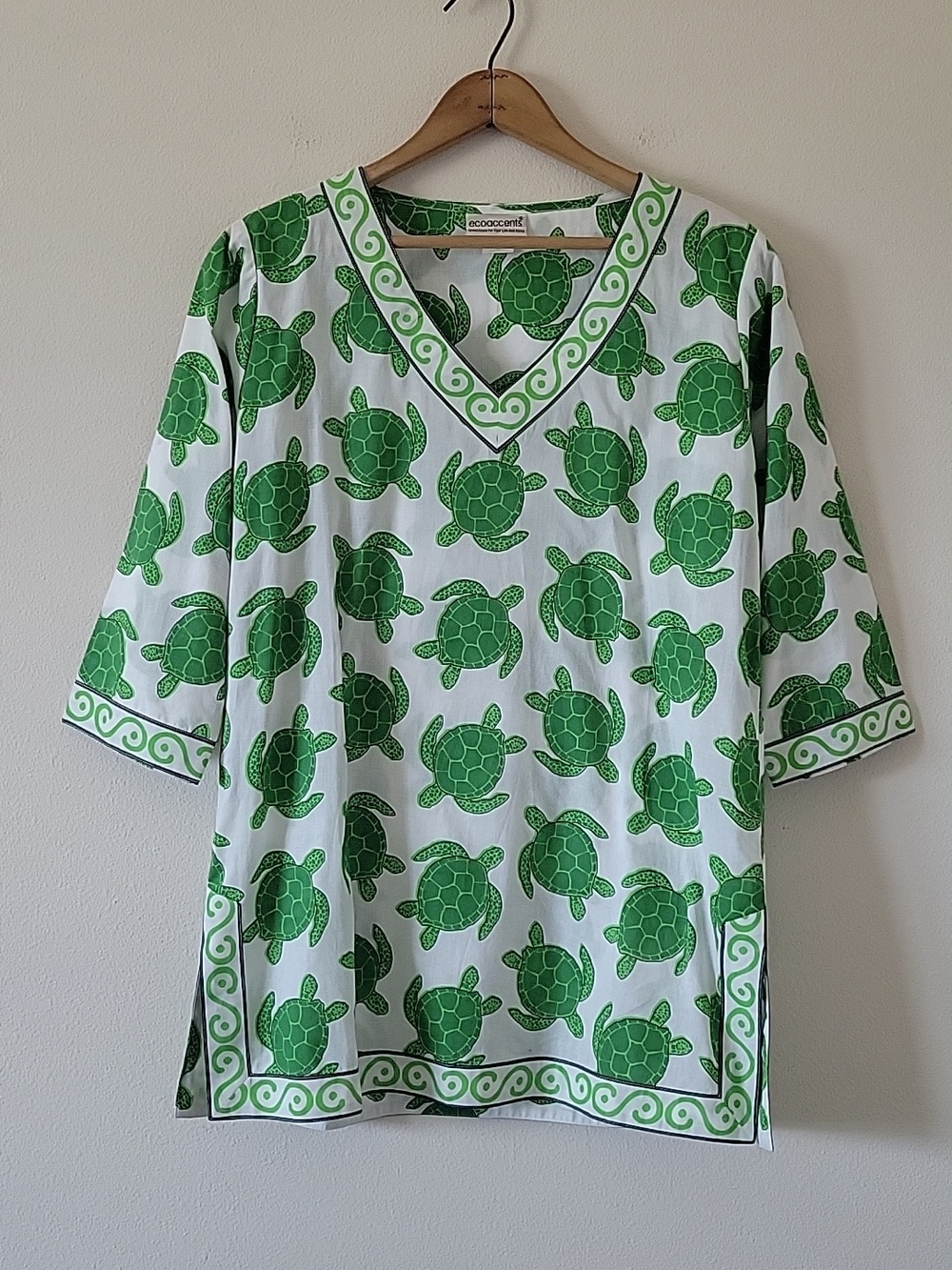 Ecoaccents Turtle Print Cotton Tunic Size Small
